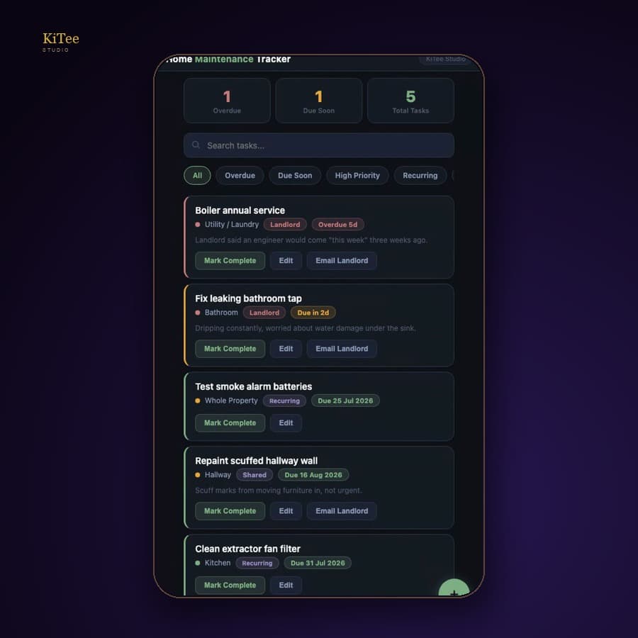 Home Maintenance Tracker
